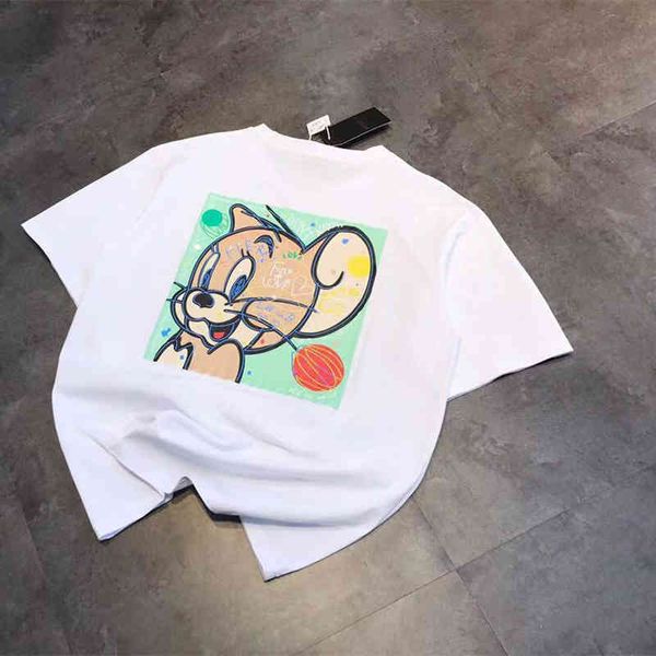2022 factory wholesale new high version summer women's jerry color foam short sleeve loose casual couple print t-shirt, White
2022 factory wholesale new high version summer women's jerry color foam short sleeve loose casual couple print t-shirt, White