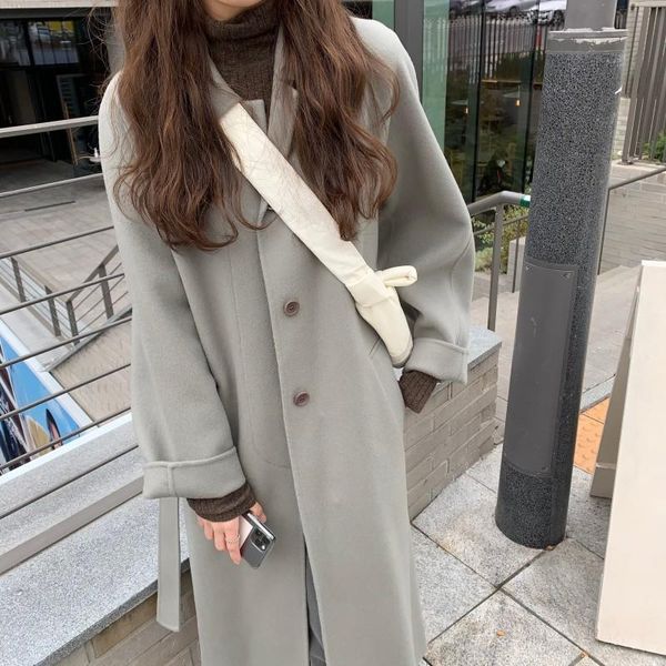 women's wool & blends snordic women autumn winter vintage elegant gray long coat jacket belt loose woolen overcoat outerwear cardigan, Black
women's wool & blends snordic women autumn winter vintage elegant gray long coat jacket belt loose woolen overcoat outerwear cardigan, Black
