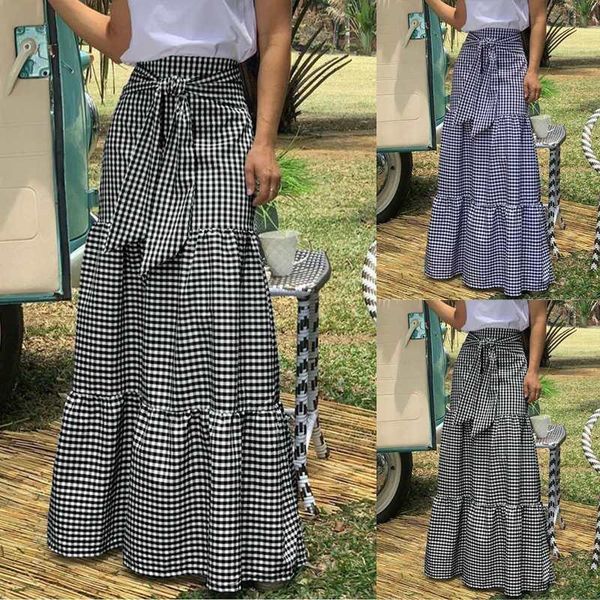 fashion skirts 2020 women vintage plaid check long skirts high waist casual loose belted pleated maxi skirts plus size, Black
fashion skirts 2020 women vintage plaid check long skirts high waist casual loose belted pleated maxi skirts plus size, Black