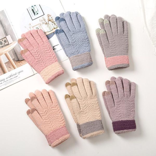 five fingers gloves fashion knitted winter women touch screen female thick warm full finger outdoor mittens lady1, Blue;gray
five fingers gloves fashion knitted winter women touch screen female thick warm full finger outdoor mittens lady1, Blue;gray