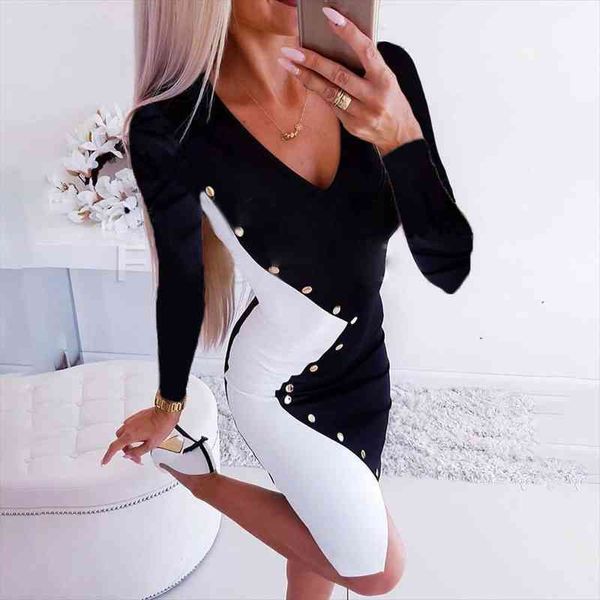 office ladies dress long sleeve v-neck bodycon patchwork buttons elegant short dresses spring autumn women slim mini dress, Black;gray
office ladies dress long sleeve v-neck bodycon patchwork buttons elegant short dresses spring autumn women slim mini dress, Black;gray