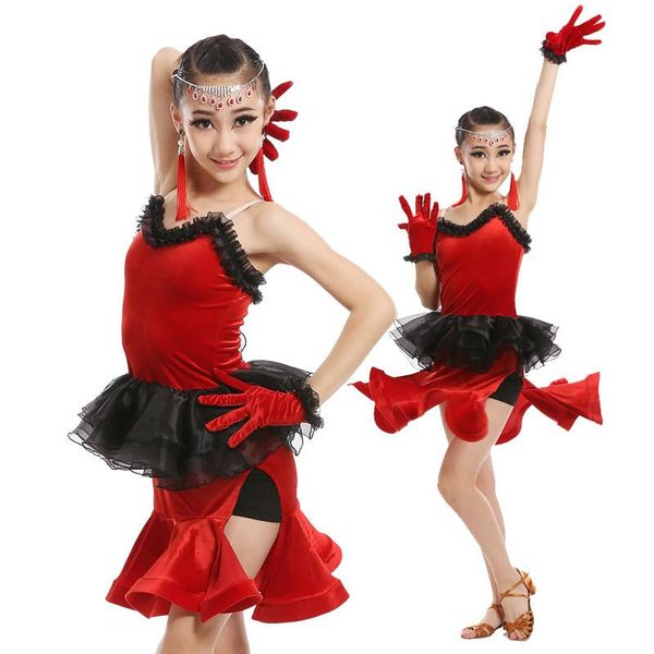 new children latin dance dress sleeveless ballroom dance competition dresses rumba practice dress stage wear, Black;red
new children latin dance dress sleeveless ballroom dance competition dresses rumba practice dress stage wear, Black;red