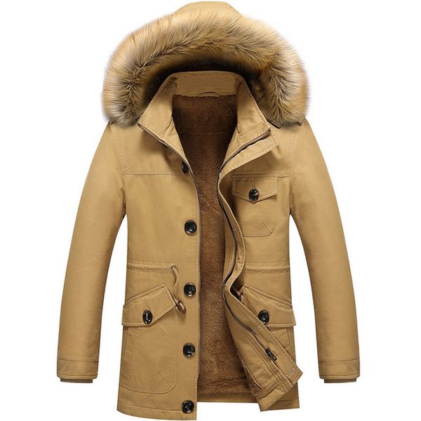 men's cashmere with thickened hooded fur collar cotton padded jacket coat washed size, Black
men's cashmere with thickened hooded fur collar cotton padded jacket coat washed size, Black