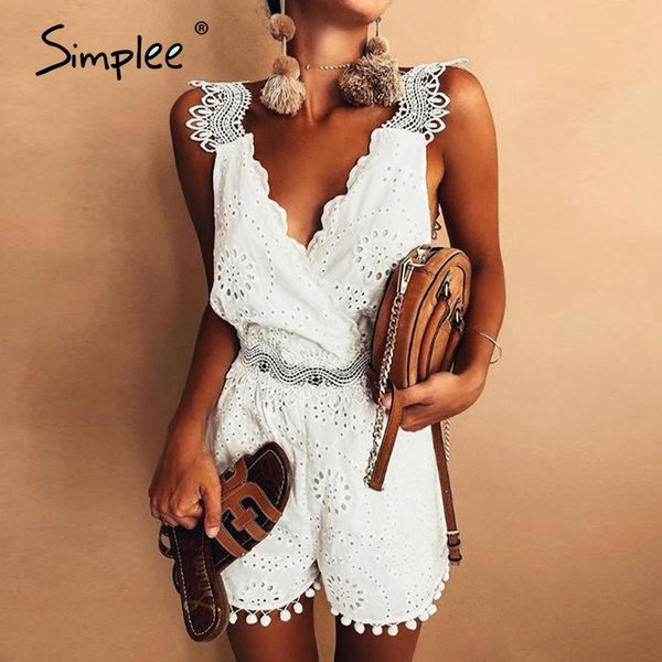simplee white embroidery white lace women playsuit summer backless tassel pompon female romper party plus size ladies jumpsuit y200422, Black;white
simplee white embroidery white lace women playsuit summer backless tassel pompon female romper party plus size ladies jumpsuit y200422, Black;white