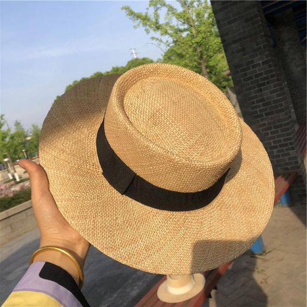 wide brim hats women summer natural straw beach hat visor cap handmade fedoras with ribbon panama jazz treasure, Blue;gray
wide brim hats women summer natural straw beach hat visor cap handmade fedoras with ribbon panama jazz treasure, Blue;gray