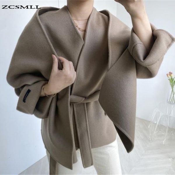 women's wool & blends zcsnmll winter vintage fashion coats v-neck loose tie waist warm short woolen coat + shawl scarf outside woman ja, Black
women's wool & blends zcsnmll winter vintage fashion coats v-neck loose tie waist warm short woolen coat + shawl scarf outside woman ja, Black