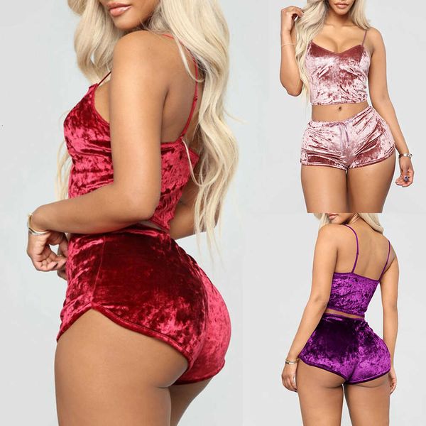 2020 women 2pcs spaghetti strap veet shorts ladies sleepwear female pajama party set, Black;white
2020 women 2pcs spaghetti strap veet shorts ladies sleepwear female pajama party set, Black;white