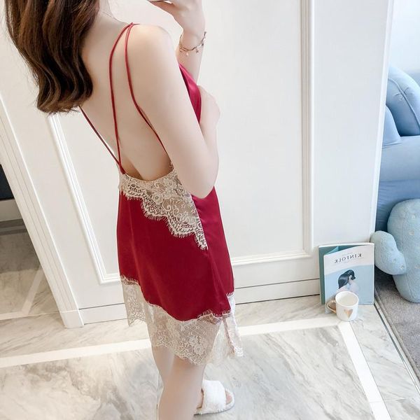 backless nightgown lady lace trim nightdress v-neck cross bandage satin nightwear hollow out loose intimate lingerie1, Black;red
backless nightgown lady lace trim nightdress v-neck cross bandage satin nightwear hollow out loose intimate lingerie1, Black;red