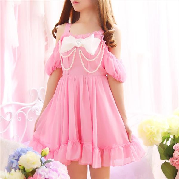 pearl beading off shoulder cute bowknot straps women summer sweet mini dresses lolita girl japan princess kawaii chiffon dress, Black;gray
pearl beading off shoulder cute bowknot straps women summer sweet mini dresses lolita girl japan princess kawaii chiffon dress, Black;gray