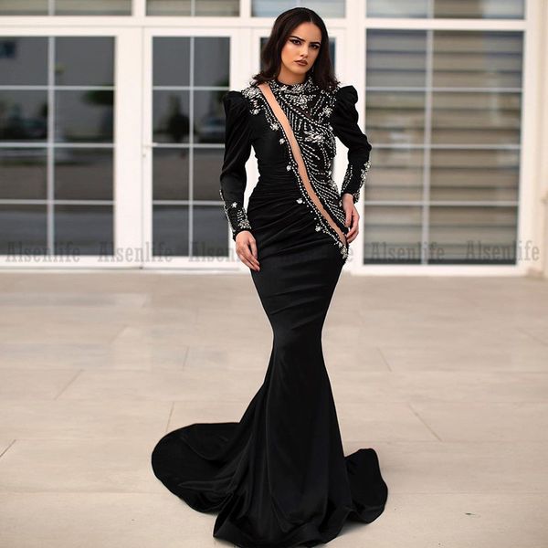 celebrity black mermaid evening dresses long sleeves beaded prom dress split party gowns vestido de fiesta
celebrity black mermaid evening dresses long sleeves beaded prom dress split party gowns vestido de fiesta