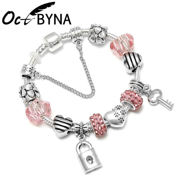 charm bracelets octbyna romantic love silver color diy charms bracelet heart key and lock brand bangles women jewelry gift, Golden;silver
charm bracelets octbyna romantic love silver color diy charms bracelet heart key and lock brand bangles women jewelry gift, Golden;silver