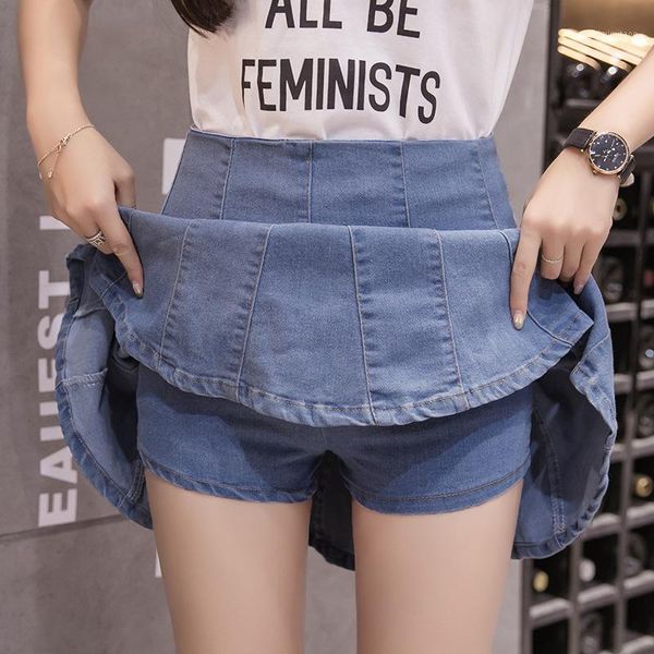 denim skirt shorts women's summer new high waist a-line skorts jean pleated mini skater skirt umbrella1, Black
denim skirt shorts women's summer new high waist a-line skorts jean pleated mini skater skirt umbrella1, Black