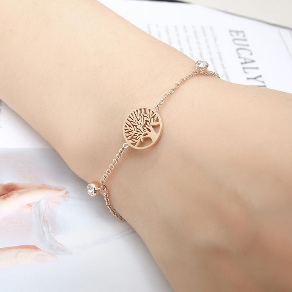 link, chain stainless steel tree of life charm bracelets bangles women's link jewelry with crystals rose gold1, Black 
link, chain stainless steel tree of life charm bracelets bangles women's link jewelry with crystals rose gold1, Black