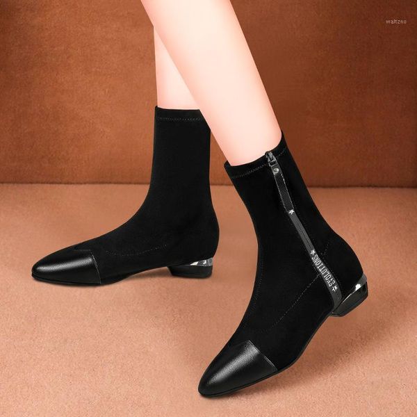 women's pointed side zipper flock sock boots fashion flat-bottomed low heel shoes boots warmer hiking snow booties m1-171, Black
women's pointed side zipper flock sock boots fashion flat-bottomed low heel shoes boots warmer hiking snow booties m1-171, Black
