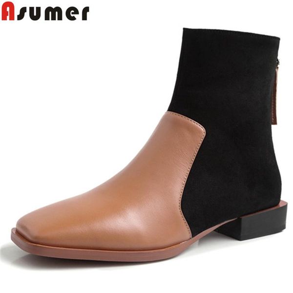 asumer 2020 new ankle boots for women square toe genuine leather boots low heels mixed colors ladies autumn winter, Black
asumer 2020 new ankle boots for women square toe genuine leather boots low heels mixed colors ladies autumn winter, Black