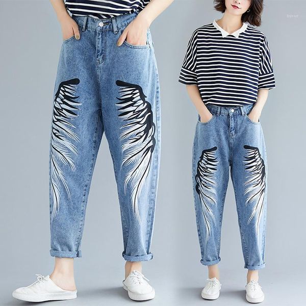 women's jeans #4631 plus size high waist harem wing printed women's 3xl loose boyfriend for women ankle-length1, Blue
women's jeans #4631 plus size high waist harem wing printed women's 3xl loose boyfriend for women ankle-length1, Blue