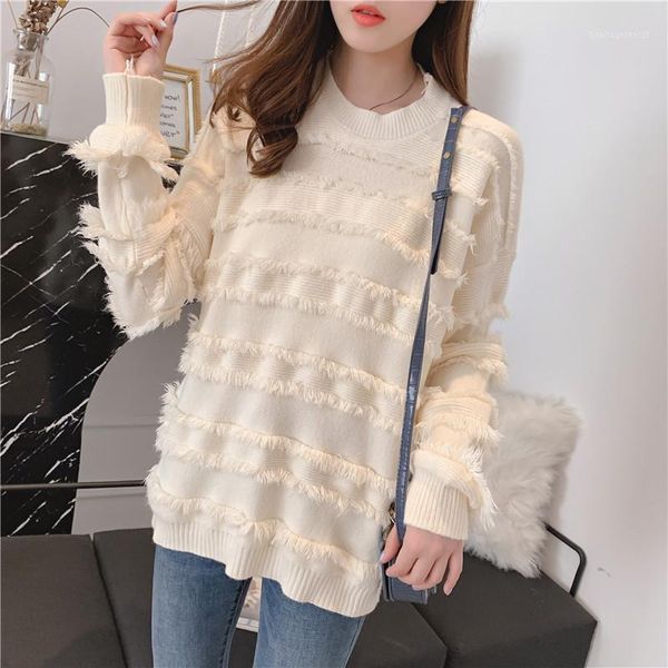 women's sweaters women's clothing round neck hedging loose knitting sweater1, White;black
women's sweaters women's clothing round neck hedging loose knitting sweater1, White;black