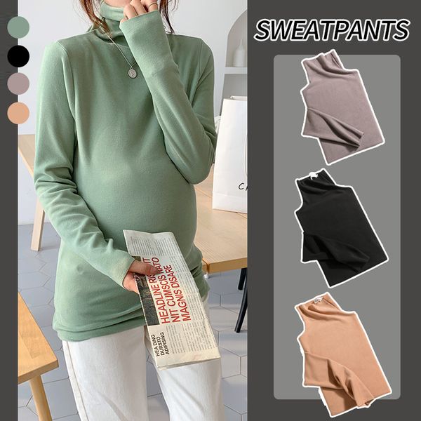 pregnant women's bottoming shirt autumn and winter wear with fashionable thickened high collar t-shirt thin velvet warm long sleeve top, White
pregnant women's bottoming shirt autumn and winter wear with fashionable thickened high collar t-shirt thin velvet warm long sleeve top, White