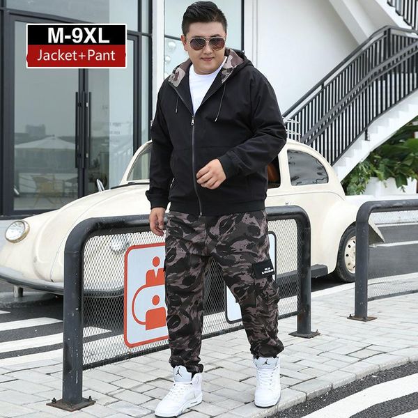 running sets autumn winter jogger tracksuit men's casual plus size 9xl hooded jacket + camouflage pant 2 piece sportswear male sports s, Black;blue
running sets autumn winter jogger tracksuit men's casual plus size 9xl hooded jacket + camouflage pant 2 piece sportswear male sports s, Black;blue
