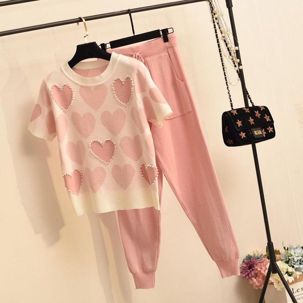 2021 fashion women blouses sportwear ropa mujer y2k knitted age-reducing short sleeve two-piece sets woman sweatshirt pant suit, Gray