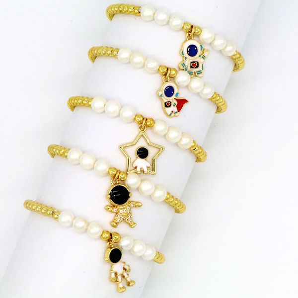 beautiful gold plated copper beads strands spaceman astronaut charm bracelet for man woman, Black
beautiful gold plated copper beads strands spaceman astronaut charm bracelet for man woman, Black