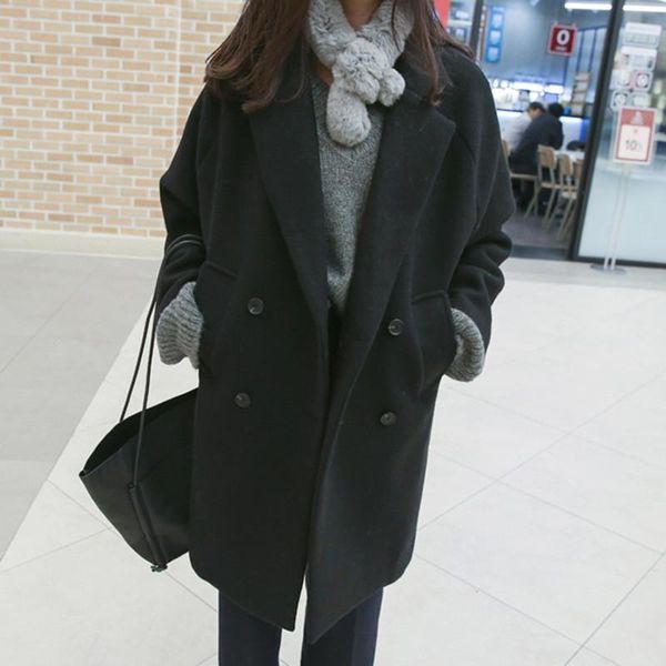 women's wool & blends 2021 winter solid color female jacket leisure loose women overcoat warm cotton ladies outwear, Black
women's wool & blends 2021 winter solid color female jacket leisure loose women overcoat warm cotton ladies outwear, Black