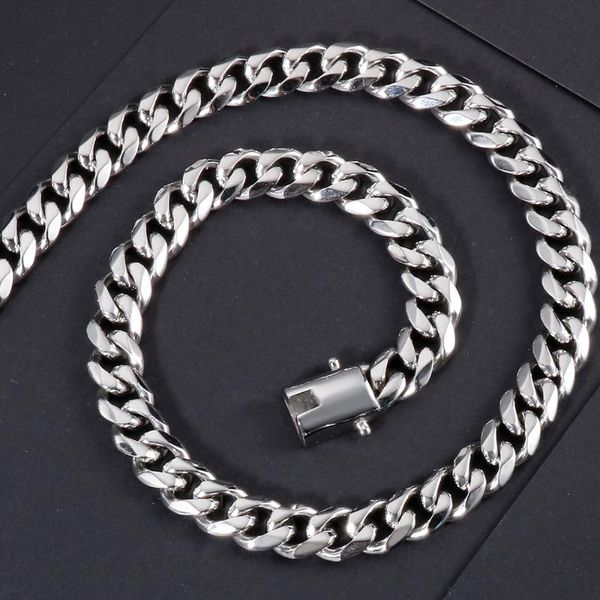 chains 11mm curb mens necklace golden chain cuban stainless steel jewelry 21.65" neck link for men boys male two tone, Silver
chains 11mm curb mens necklace golden chain cuban stainless steel jewelry 21.65" neck link for men boys male two tone, Silver
