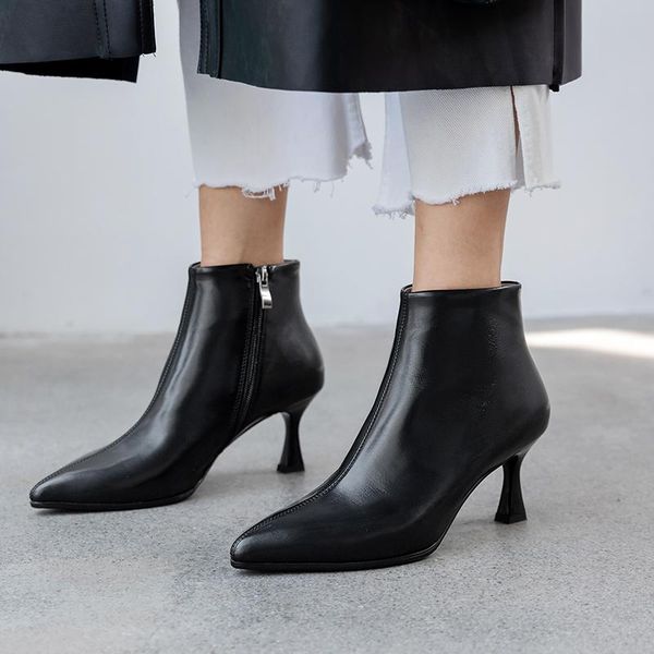 boots women's genuine leather thin high heel pointed toe ankle ladies wedding autumn short booties comfortable shoes, Black
boots women's genuine leather thin high heel pointed toe ankle ladies wedding autumn short booties comfortable shoes, Black