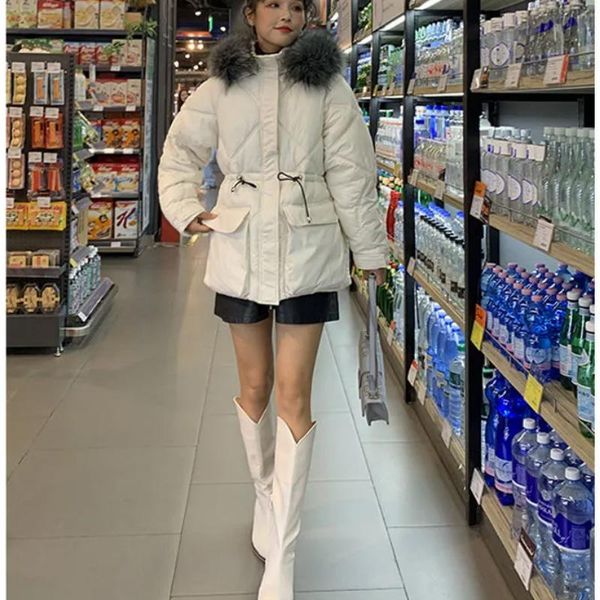 winter warm fur collar thick down parkas women hooded jacket causal cotton padded waistband coat white black blue
winter warm fur collar thick down parkas women hooded jacket causal cotton padded waistband coat white black blue