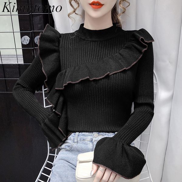kimutomo women ruffles sweater spring autumn 2021 korea chic female o-neck colorblock flare sleeve knitted pullovers fashion h1211, White;black
kimutomo women ruffles sweater spring autumn 2021 korea chic female o-neck colorblock flare sleeve knitted pullovers fashion h1211, White;black