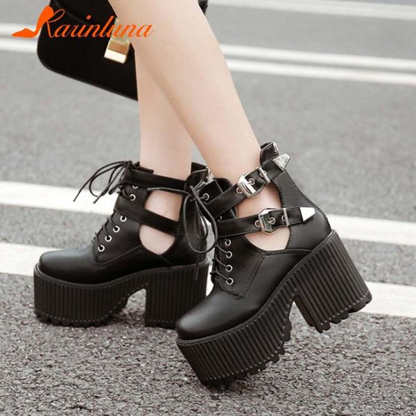 2021 new brand stylish female shoes punk gothic high heels buckle straps round toe ankel boots lace-up shoelace women shoes, Black
2021 new brand stylish female shoes punk gothic high heels buckle straps round toe ankel boots lace-up shoelace women shoes, Black