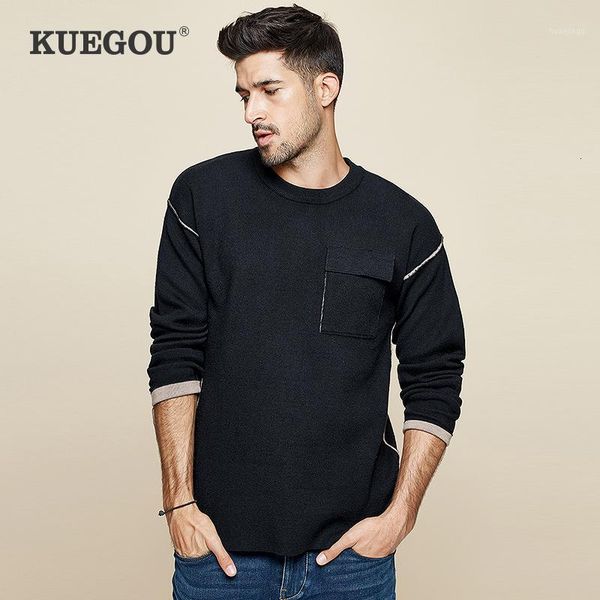 kuegou 2020 autumn patchwork pocket black sweater men pullover casual jumper male wear brand knitted korean style clothes 17571, White;black
kuegou 2020 autumn patchwork pocket black sweater men pullover casual jumper male wear brand knitted korean style clothes 17571, White;black