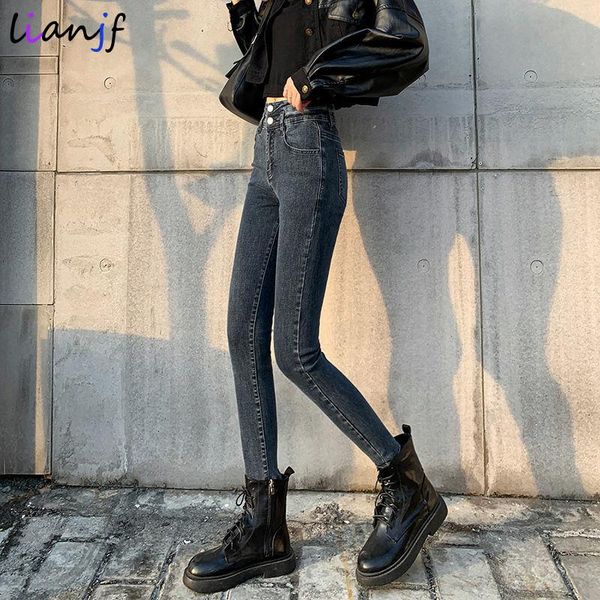 skinny pencil jeans woman high waist double buttons gray black skinny jeans femme trousers new slim streetwear denim pants, Blue
skinny pencil jeans woman high waist double buttons gray black skinny jeans femme trousers new slim streetwear denim pants, Blue