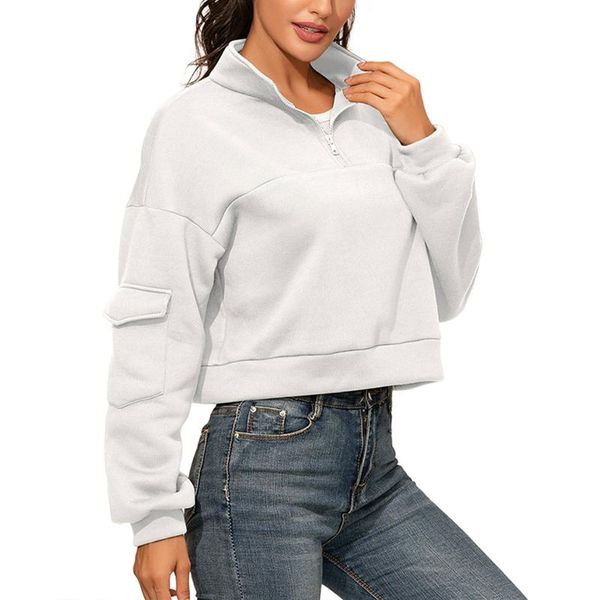 women long sleeve stand collar fashion zipper solid color sweatshirts for ladies, Black
women long sleeve stand collar fashion zipper solid color sweatshirts for ladies, Black