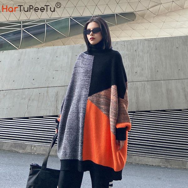 autumn winter oversize turtleneck sweater dress patchwork colours block lazy loose long knitwear pullover streetwear, White;black
autumn winter oversize turtleneck sweater dress patchwork colours block lazy loose long knitwear pullover streetwear, White;black