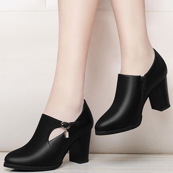 dress shoes quality women autumn winter pu leather pointed toe 8cm thick high heel solid mom zipper wedding female pumps boots, Black
dress shoes quality women autumn winter pu leather pointed toe 8cm thick high heel solid mom zipper wedding female pumps boots, Black