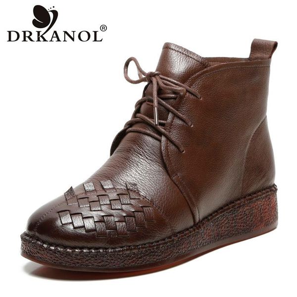DRKANOL Retro Handmade Woven Genuine Leather Snow Boots Women Winter Ankle Boots Soft Bottom Thick Plush Warm Shoes Botas Mujer, Black
DRKANOL Retro Handmade Woven Genuine Leather Snow Boots Women Winter Ankle Boots Soft Bottom Thick Plush Warm Shoes Botas Mujer, Black