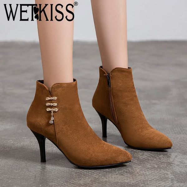 wetkiss flock boots women high heels ankle booties female crystal shoes ladies party pointed toe shoes women winter big size 45, Black
wetkiss flock boots women high heels ankle booties female crystal shoes ladies party pointed toe shoes women winter big size 45, Black
