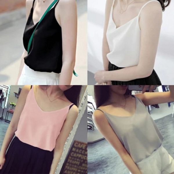 2020 summer women chiffon vest sleeveless tank plus size 3xl 4xl sling female solid black white colete feminino t200706
2020 summer women chiffon vest sleeveless tank plus size 3xl 4xl sling female solid black white colete feminino t200706