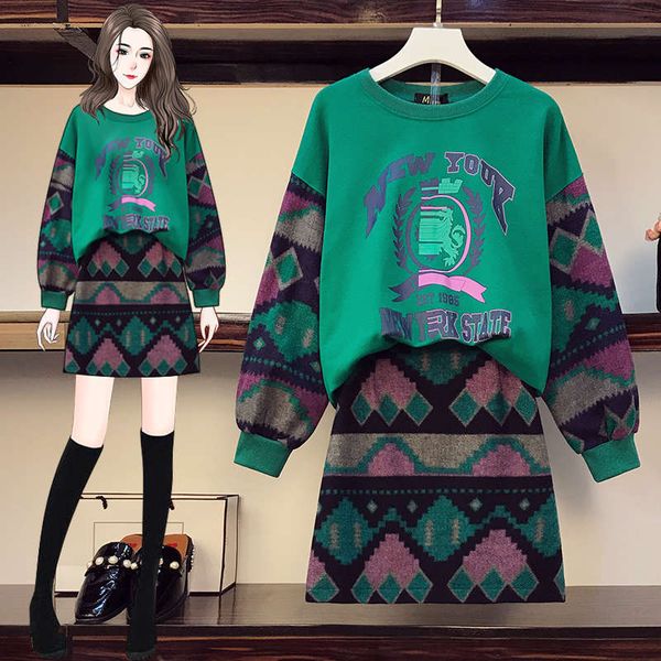 large women's wear fall / winter 2020 new fat sister loose and thin foreign style sweater woolen skirt two piece suit, Black
large women's wear fall / winter 2020 new fat sister loose and thin foreign style sweater woolen skirt two piece suit, Black