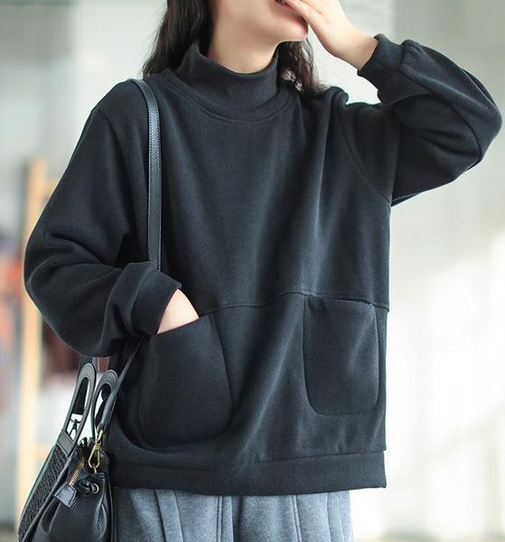 women's hoodies & sweatshirts winter women casual solid color loose fleece turtleneck collar pockets female wild thick, Black
women's hoodies & sweatshirts winter women casual solid color loose fleece turtleneck collar pockets female wild thick, Black