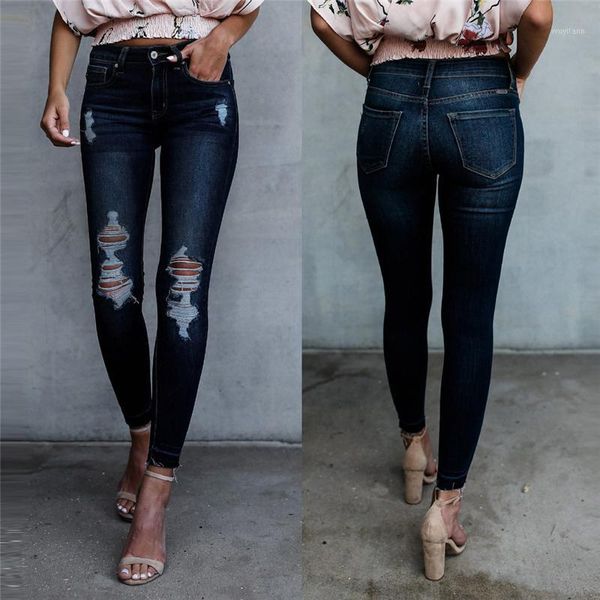 fashion jeans for women women skinny hole jean denim pants tron fit slim pencil trousers 3**1, Blue 
fashion jeans for women women skinny hole jean denim pants tron fit slim pencil trousers 3**1, Blue