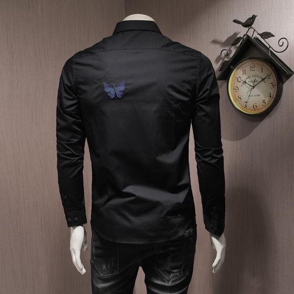 men long sleeve shirts embroidery slim square collar black blouse fashion autumn office single breasted shirt, White;black
men long sleeve shirts embroidery slim square collar black blouse fashion autumn office single breasted shirt, White;black