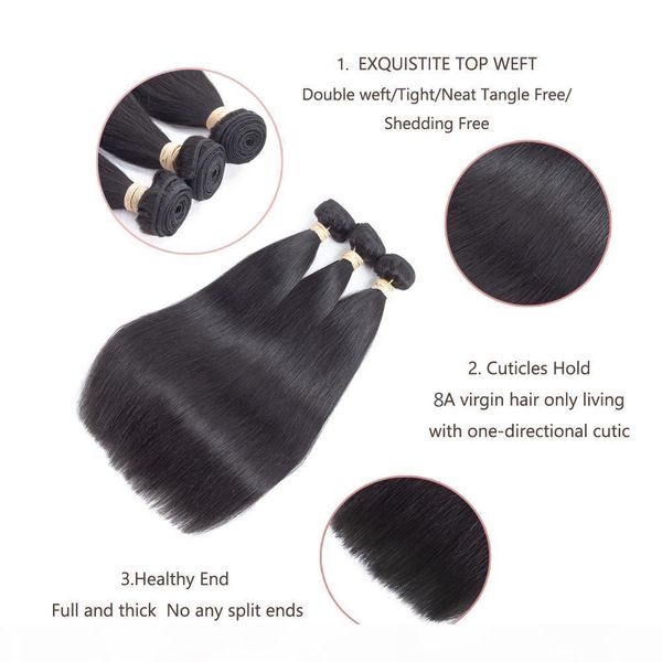 hc products human hair bundles lace closure non remy hair weft brazilian straight hair weave 3 bundles with closure, Black
hc products human hair bundles lace closure non remy hair weft brazilian straight hair weave 3 bundles with closure, Black