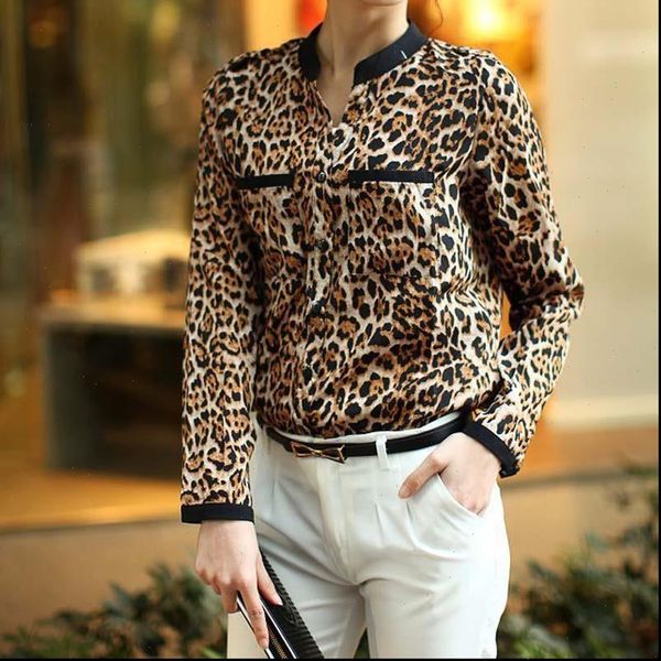 shirt women long sleeve leopard print pockets casual v neck women autumn spring warm blouse b1240, White
shirt women long sleeve leopard print pockets casual v neck women autumn spring warm blouse b1240, White