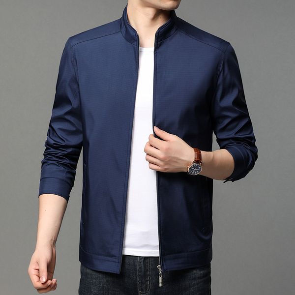 2021 spring and autumn new youth casual solid collar men's jacket, Black;brown