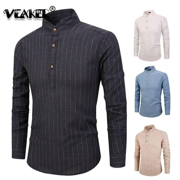 men's casual shirts fashion cotton linen men long sleeve stand collar male striped classic-fit comfort soft shirt, White;black
men's casual shirts fashion cotton linen men long sleeve stand collar male striped classic-fit comfort soft shirt, White;black