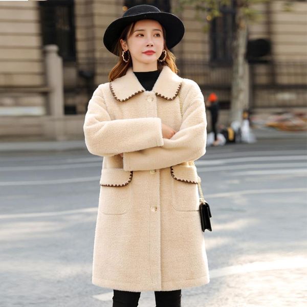 solid color wool jacket women winter mid-length single breasted mink turn-down collar loose and elegant temperament ladies coat, Black
solid color wool jacket women winter mid-length single breasted mink turn-down collar loose and elegant temperament ladies coat, Black