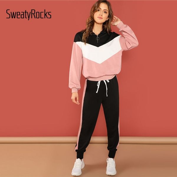 sweatyrocks casual colorblock pullover and pants set stand collar long sleeve tapered pants autumn women 2 piece set y200110, White
sweatyrocks casual colorblock pullover and pants set stand collar long sleeve tapered pants autumn women 2 piece set y200110, White