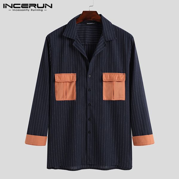 incerun korean style patchwork button chemise men casual striped shirts long sleeve lapel camisa man pockets loose blouse s-3xl c1212, White;black
incerun korean style patchwork button chemise men casual striped shirts long sleeve lapel camisa man pockets loose blouse s-3xl c1212, White;black